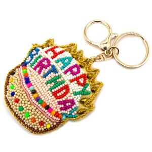 Beaded "Birthday" Cupcake Keychain bag charm